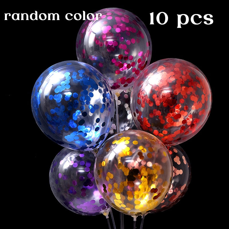 Metallic Confetti Transparent Latex Balloons