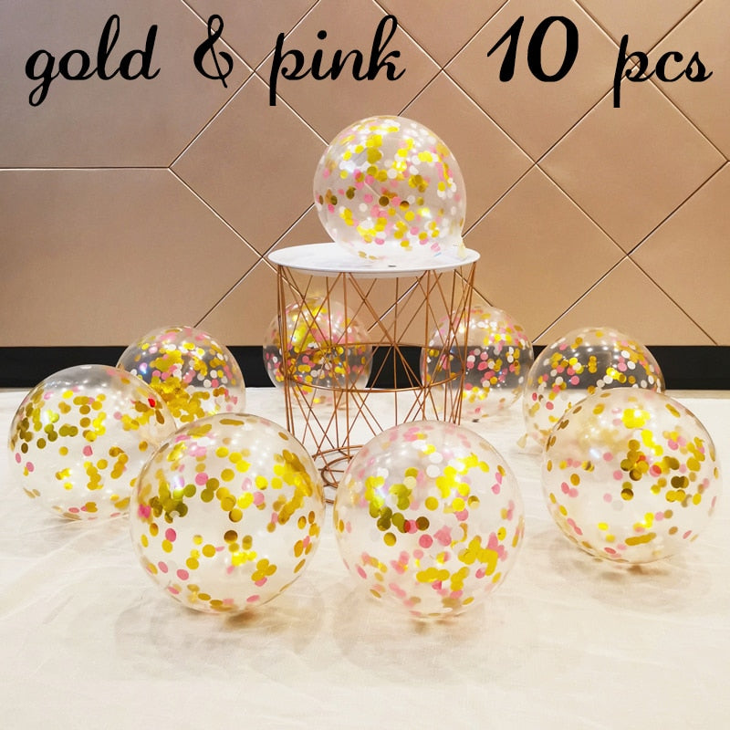 Metallic Confetti Transparent Latex Balloons