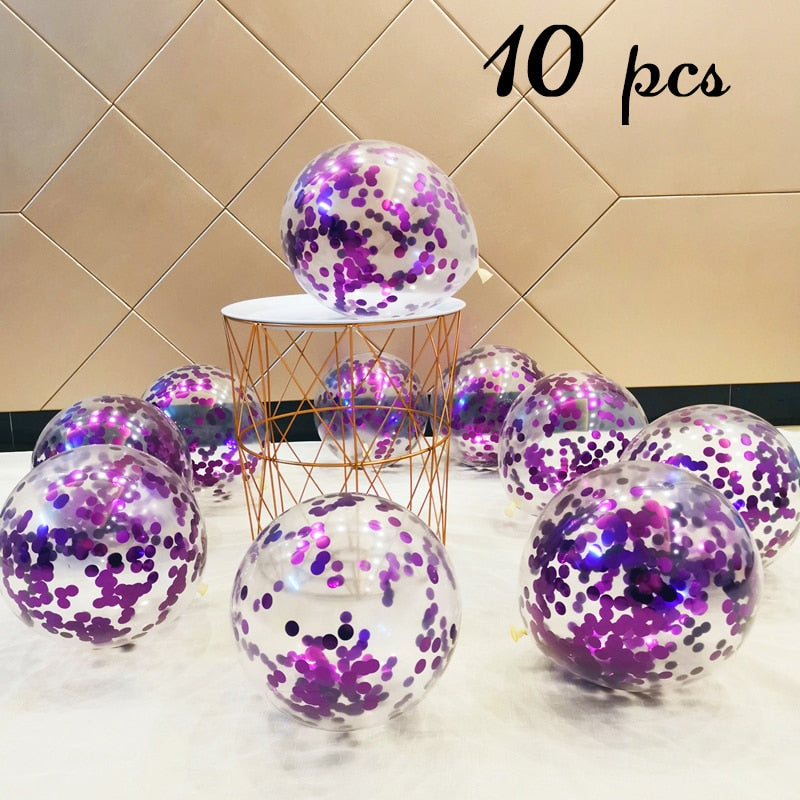 Metallic Confetti Transparent Latex Balloons