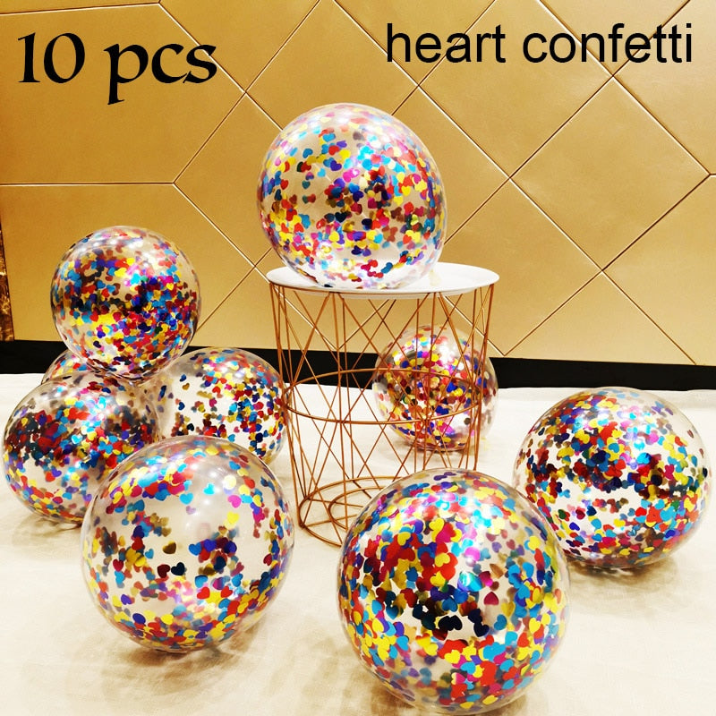 Metallic Confetti Transparent Latex Balloons