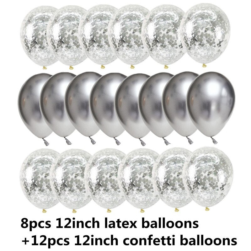 Metallic Confetti Transparent Latex Balloons