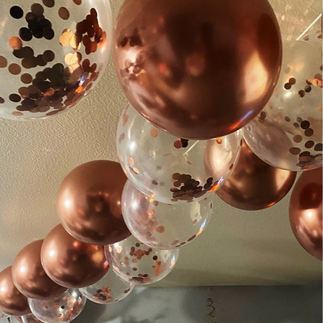 Metallic Confetti Transparent Latex Balloons