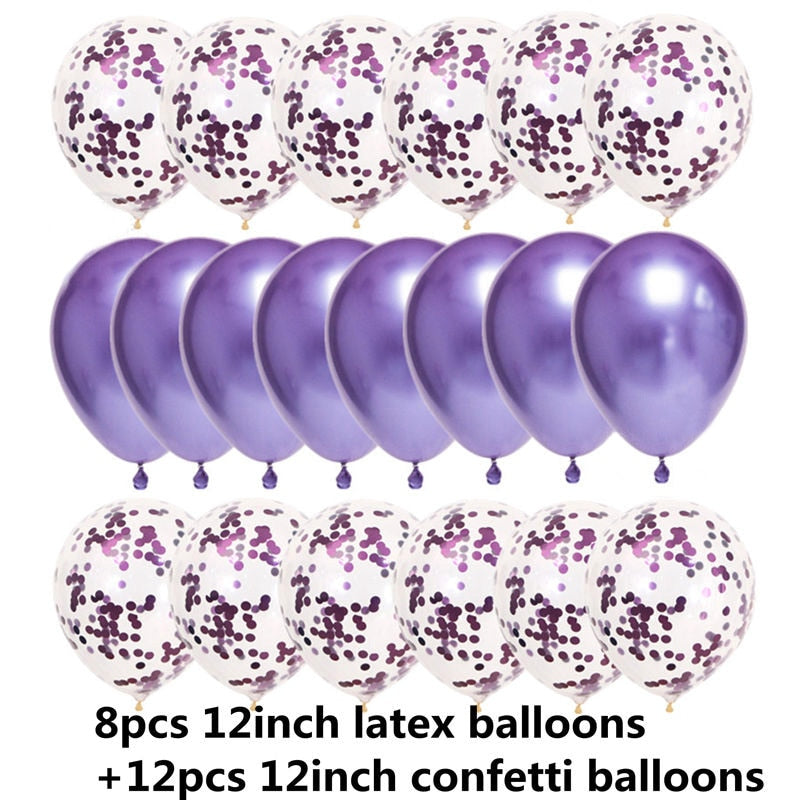 Metallic Confetti Transparent Latex Balloons