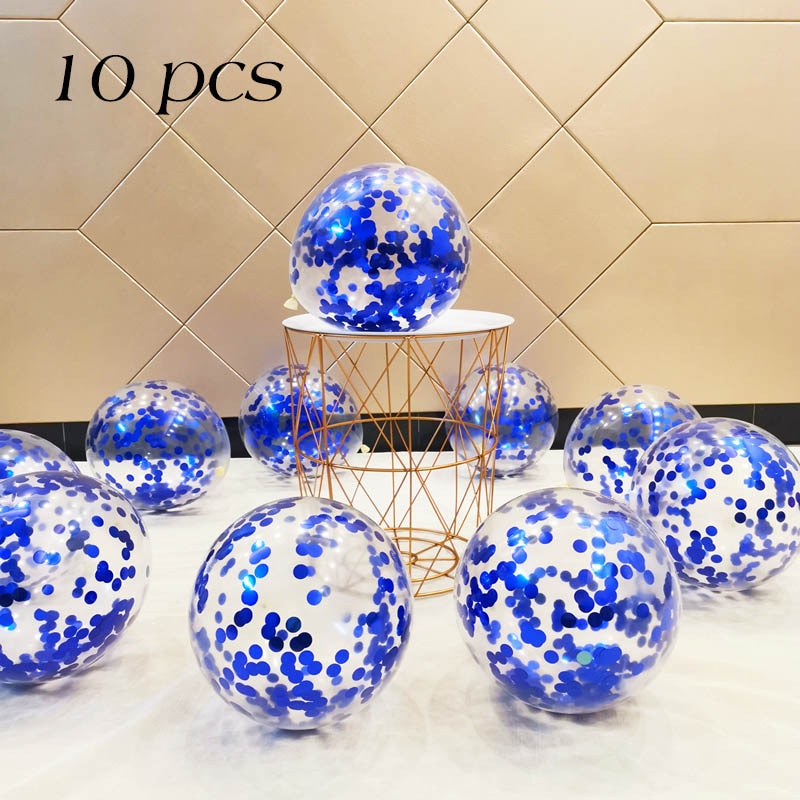 Metallic Confetti Transparent Latex Balloons