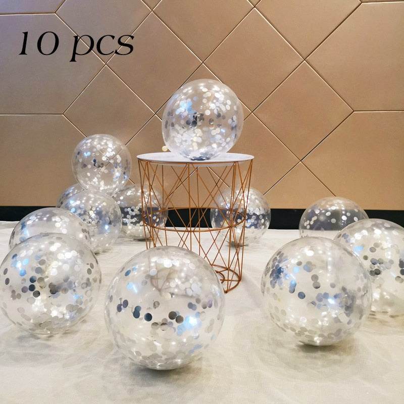 Metallic Confetti Transparent Latex Balloons