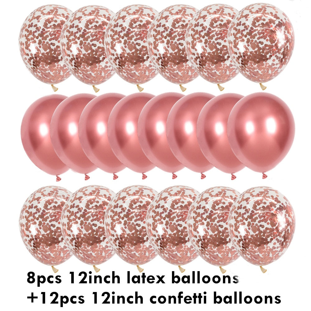 Metallic Confetti Transparent Latex Balloons