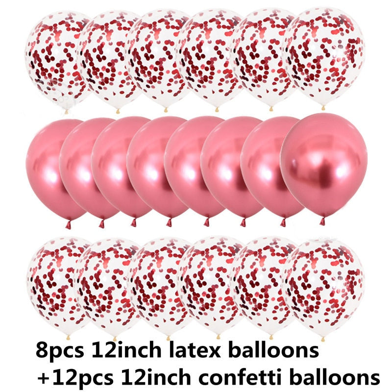 Metallic Confetti Transparent Latex Balloons