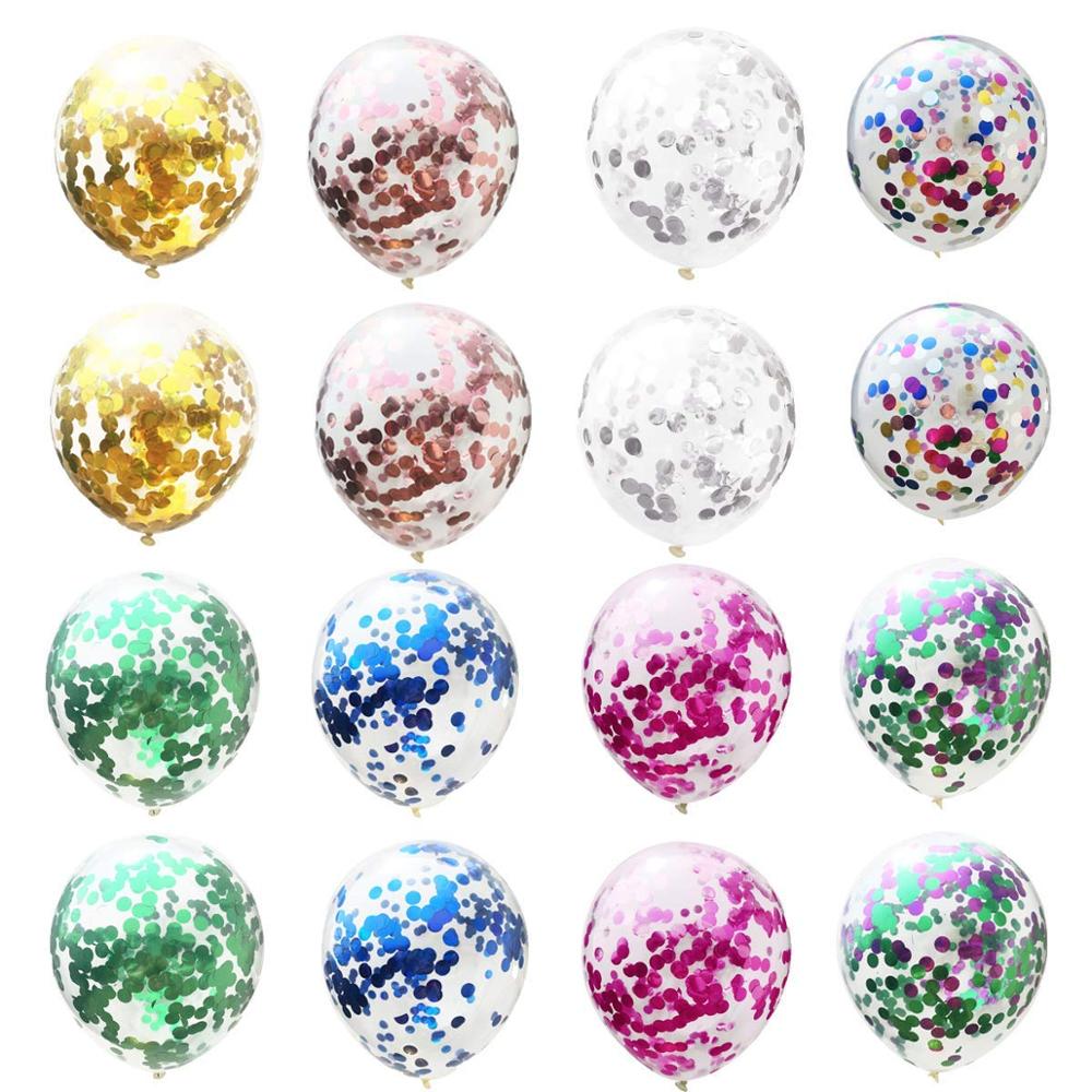 Metallic Confetti Transparent Latex Balloons