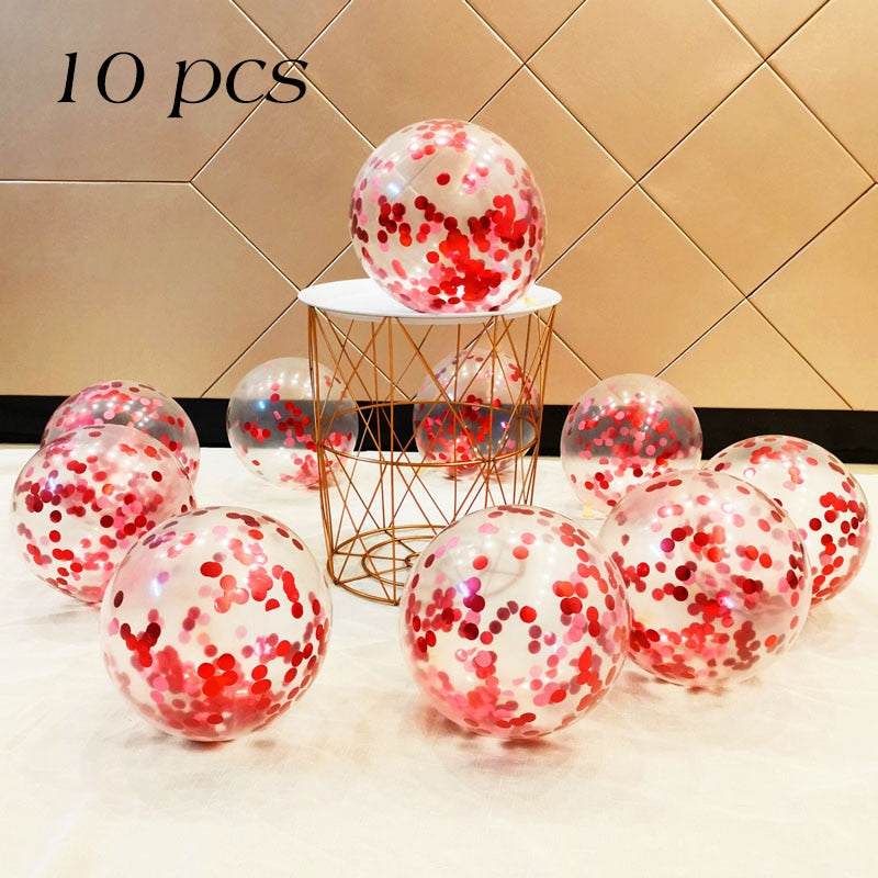 Metallic Confetti Transparent Latex Balloons