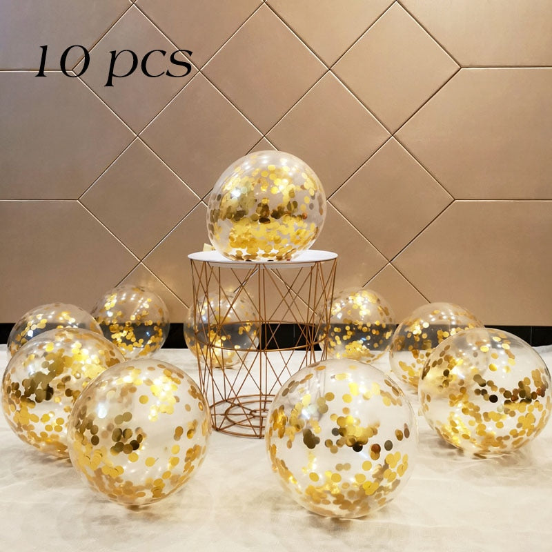 Metallic Confetti Transparent Latex Balloons