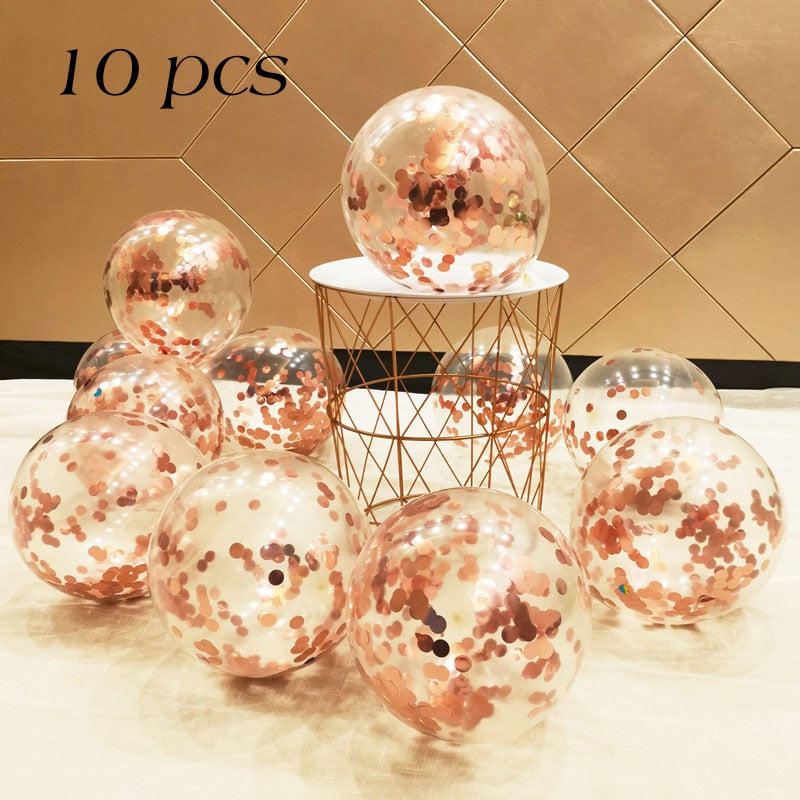 Metallic Confetti Transparent Latex Balloons