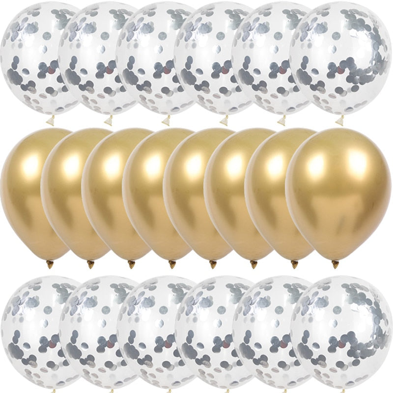 Metallic Confetti Transparent Latex Balloons