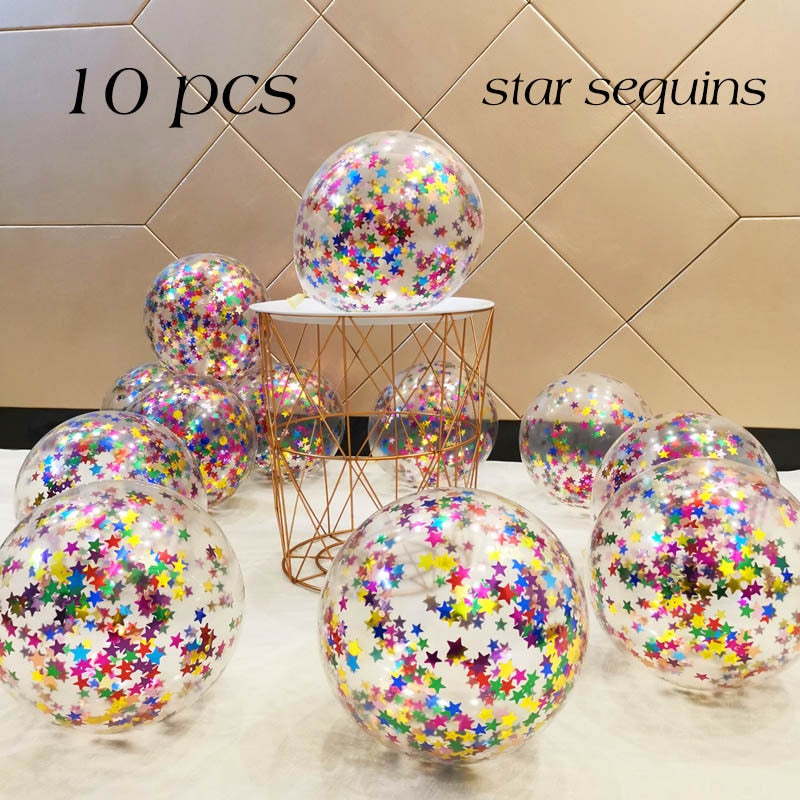 Metallic Confetti Transparent Latex Balloons