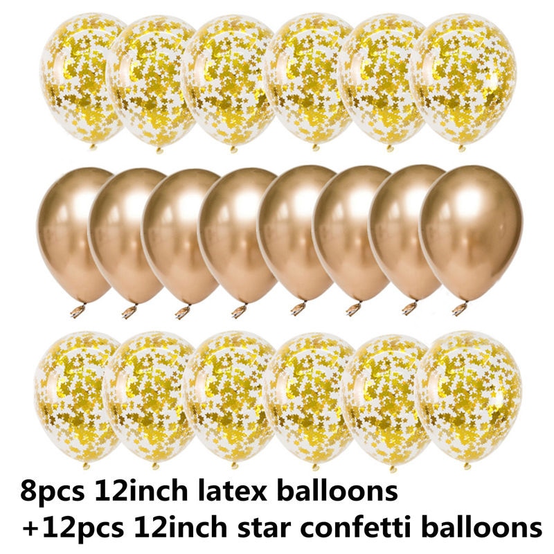 Metallic Confetti Transparent Latex Balloons