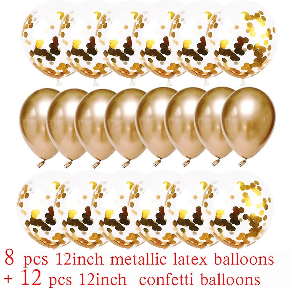 Metallic Confetti Transparent Latex Balloons