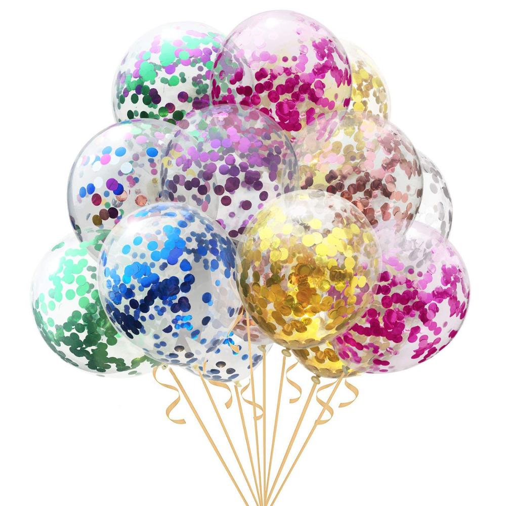 Metallic Confetti Transparent Latex Balloons