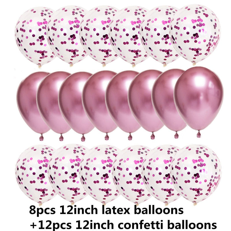 Metallic Confetti Transparent Latex Balloons