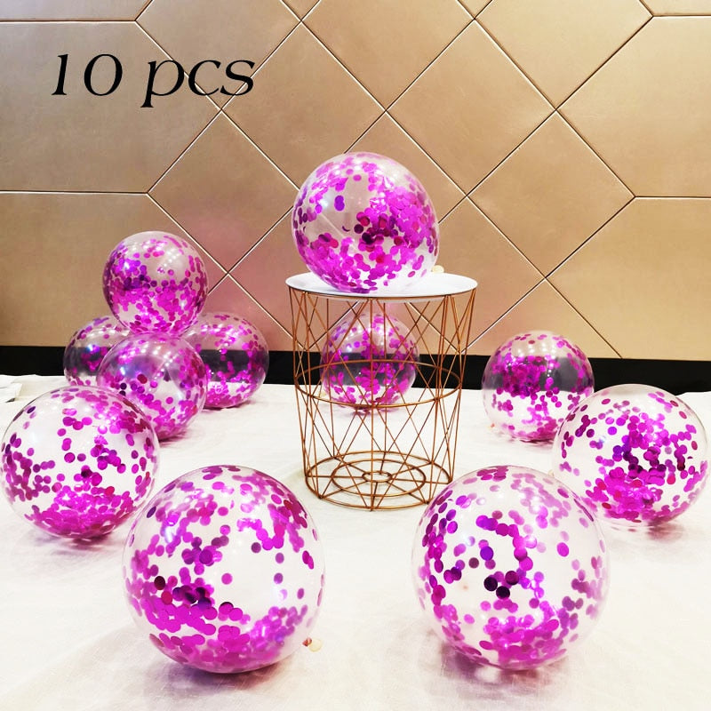 Metallic Confetti Transparent Latex Balloons