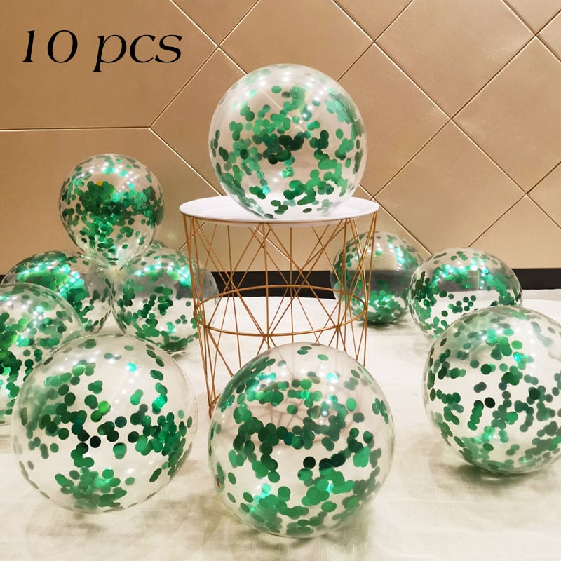 Metallic Confetti Transparent Latex Balloons