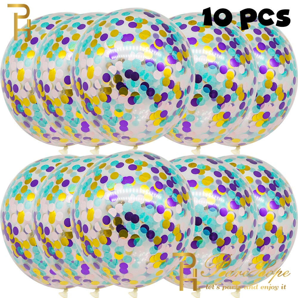 Metallic Confetti Transparent Latex Balloons