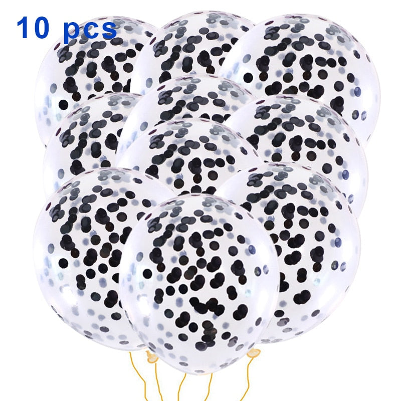 Metallic Confetti Transparent Latex Balloons