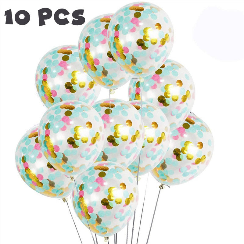 Metallic Confetti Transparent Latex Balloons